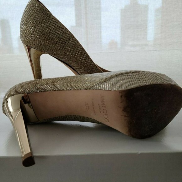 JIMMY CHOO Lame Glitter Dahlia Pumps Gold - Picture 3 of 4